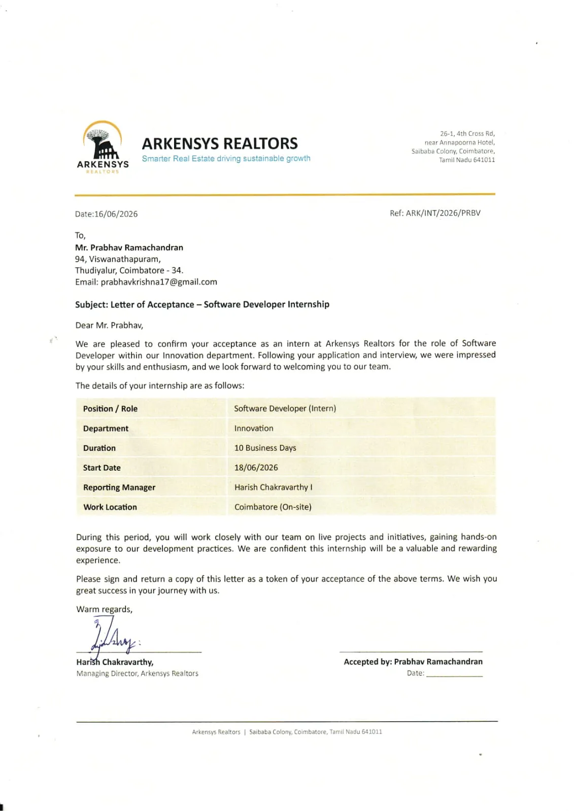Offer Letter